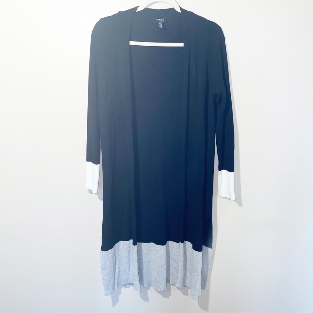 Jones New York Ribbed open front Long line Cardigan sweater size Medium  Gray
